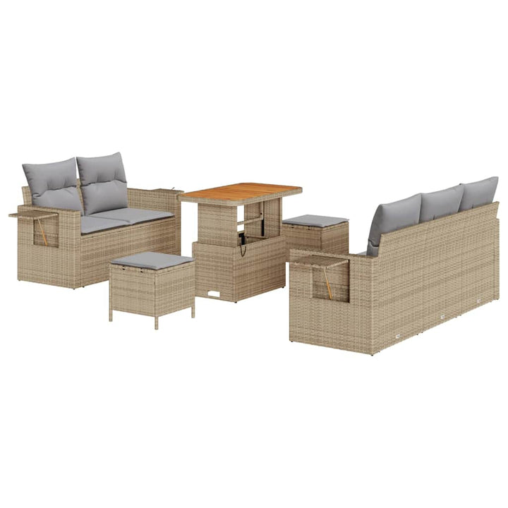 Havesofa Sæt med pude med opbevaring 8 pcs beige og lysegrå