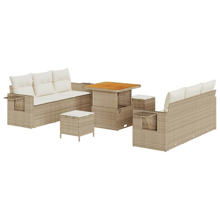 Havesofa Sæt med pude med opbevaring 9 pcs beige og cremefarvet