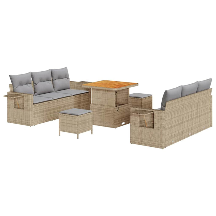 Havesofa Sæt med pude med opbevaring 9 pcs beige og lysegrå