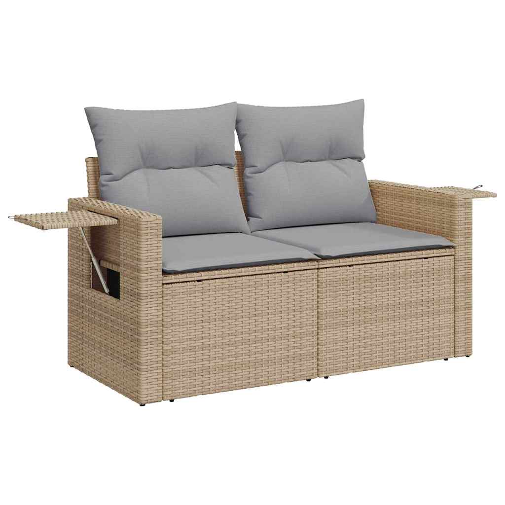Havesofa Sæt med pude med opbevaring 9 pcs beige og lysegrå