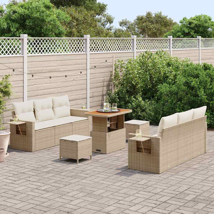 Havesofa Sæt med pude med opbevaring 9 pcs beige og cremefarvet