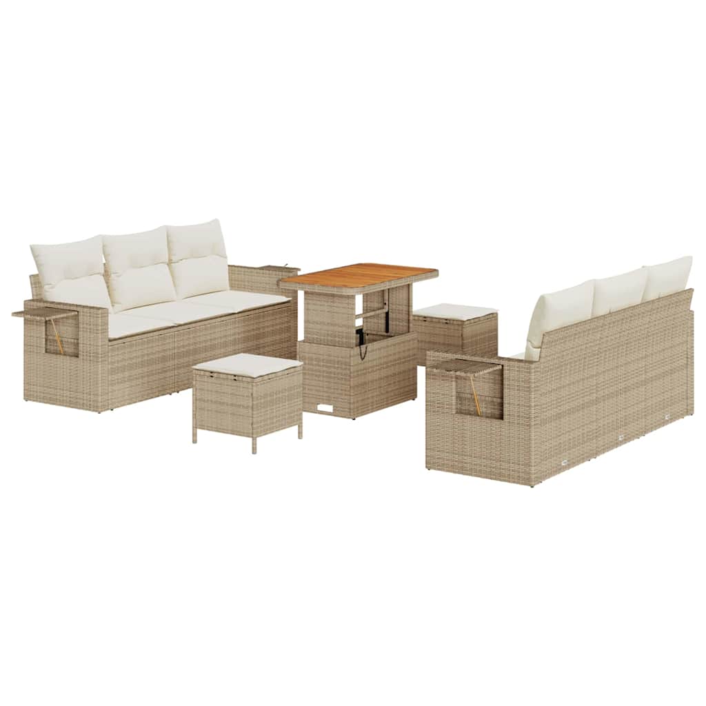 Havesofa Sæt med pude med opbevaring 9 pcs beige og cremefarvet