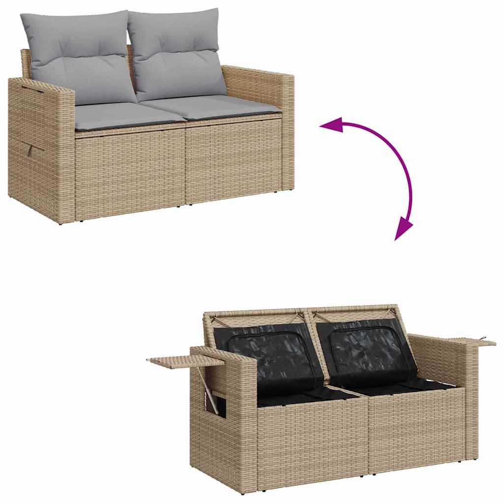 Havesofa Sæt med pude med opbevaring 9 pcs beige og lysegrå