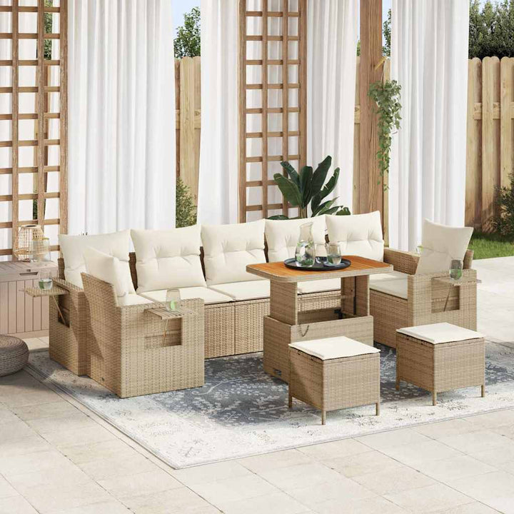 Havesofa Sæt 10 pcs beige og cremefarvet 90 x 55 x 71 cm
