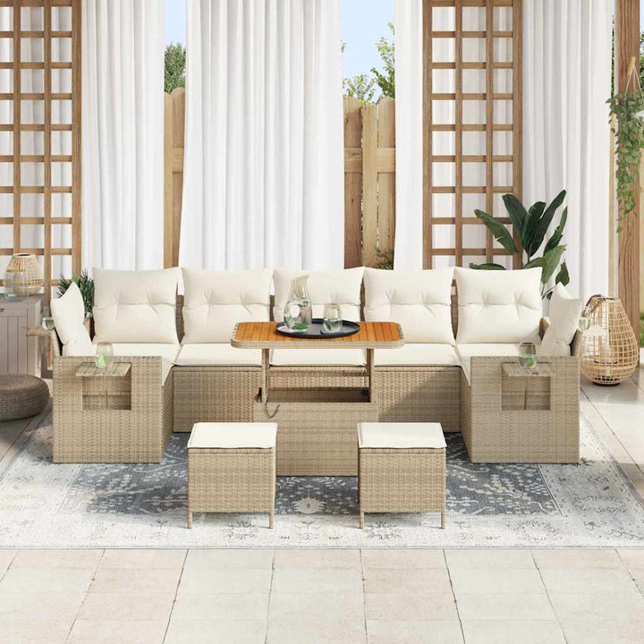 Havesofa Sæt 10 pcs beige og cremefarvet 90 x 55 x 71 cm