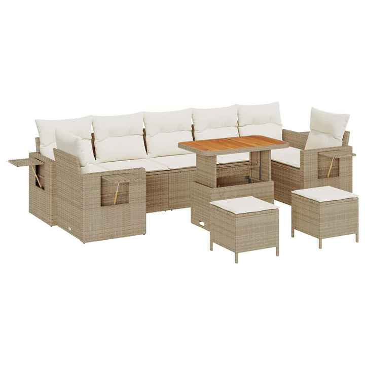 Havesofa Sæt 10 pcs beige og cremefarvet 90 x 55 x 71 cm
