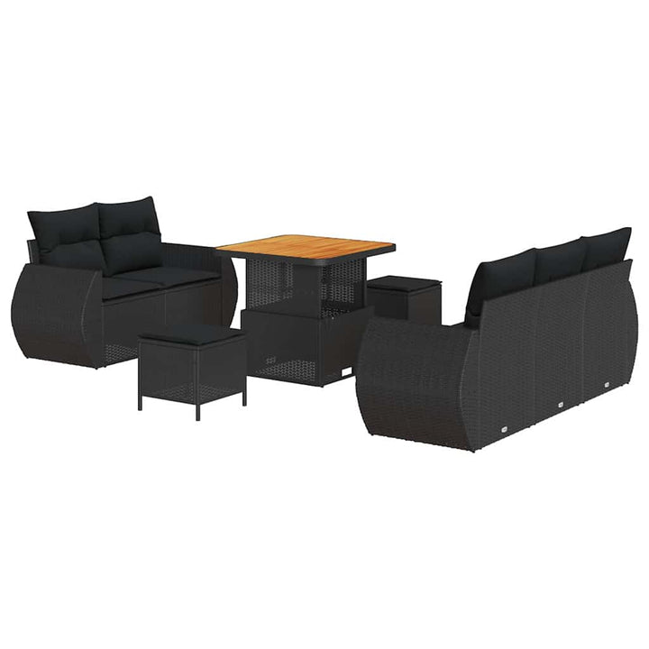 Havesofa Sæt med pude med opbevaring 8 pcs Sort 80 x 80 x 71 cm