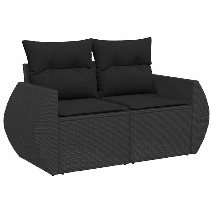 Havesofa Sæt med pude med opbevaring 8 pcs Sort 80 x 80 x 71 cm