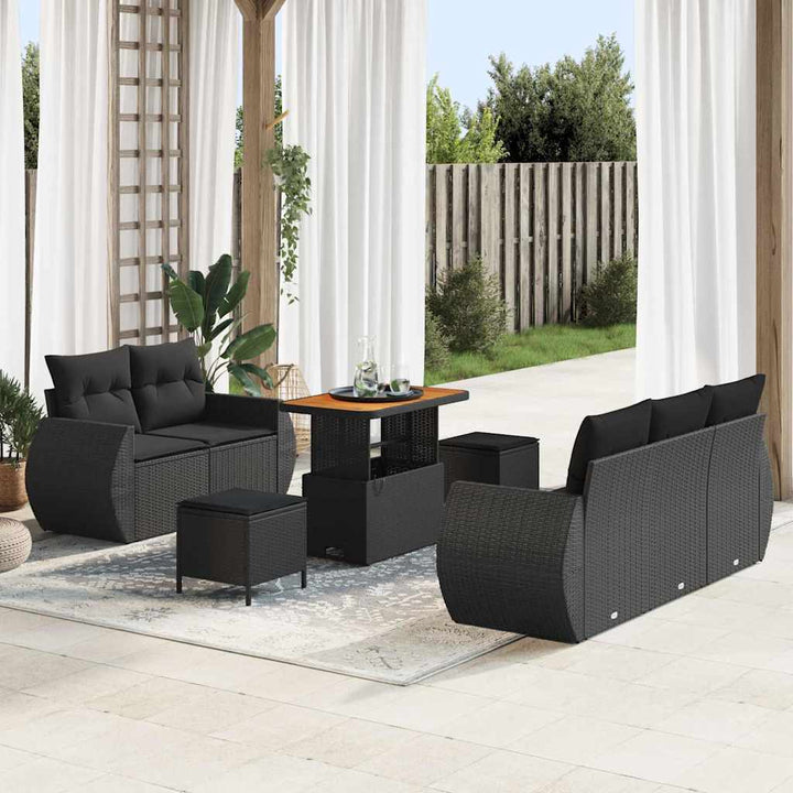 Havesofa Sæt med pude med opbevaring 8 pcs Sort 90 x 55 x 71 cm