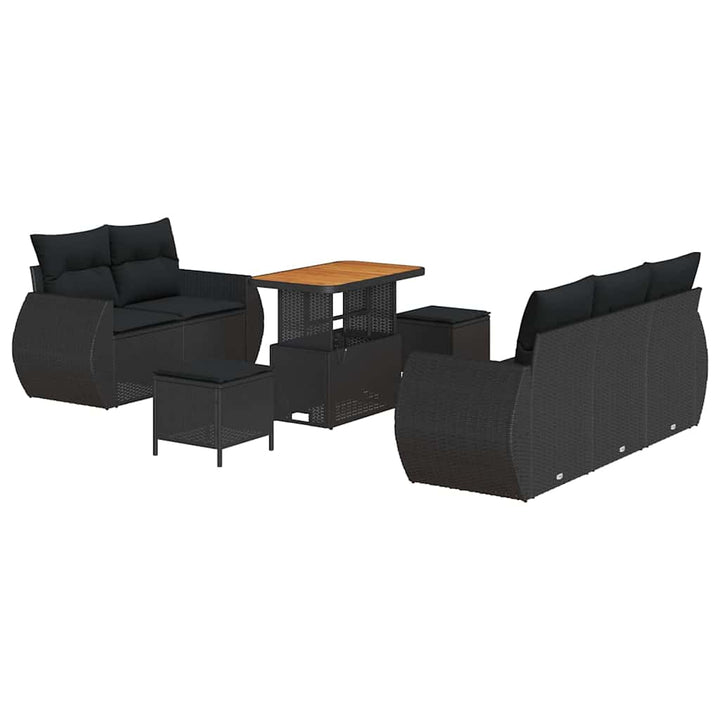 Havesofa Sæt med pude med opbevaring 8 pcs Sort 90 x 55 x 71 cm
