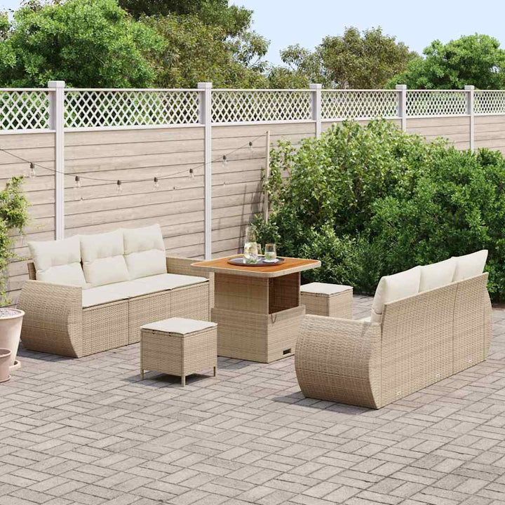 Havesofa Sæt med pude med opbevaring 9 pcs beige og cremefarvet