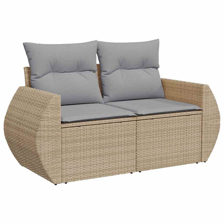Havesofa Sæt med pude med opbevaring 9 pcs beige og lysegrå