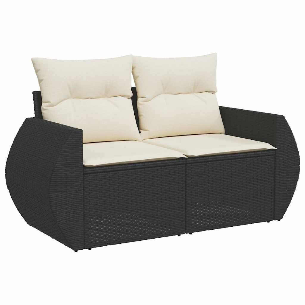 Havesofa Sæt med pude med opbevaring 9 pcs Sort og cremefarvet