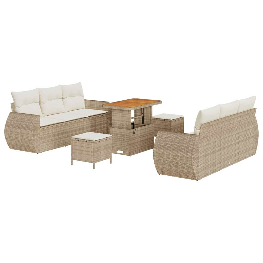 Havesofa Sæt med pude med opbevaring 9 pcs beige og cremefarvet