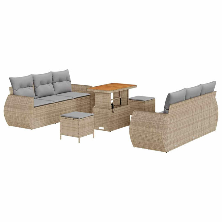 Havesofa Sæt med pude med opbevaring 9 pcs beige og lysegrå