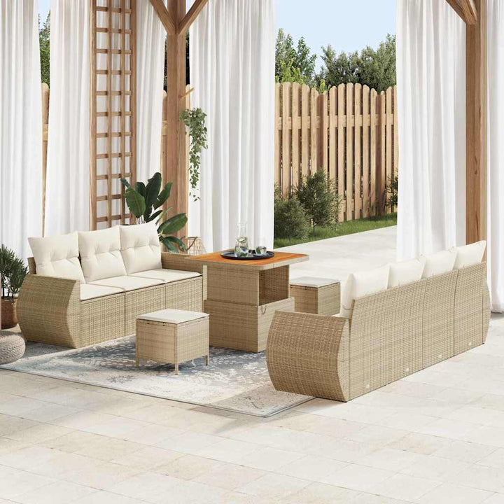 Havesofa Sæt 10 pcs beige og cremefarvet 80 x 80 x 71 cm