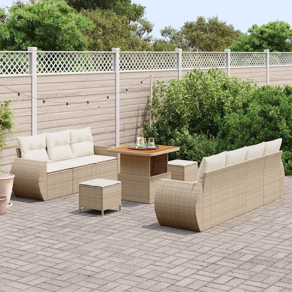 Havesofa Sæt 10 pcs beige og cremefarvet 80 x 80 x 71 cm