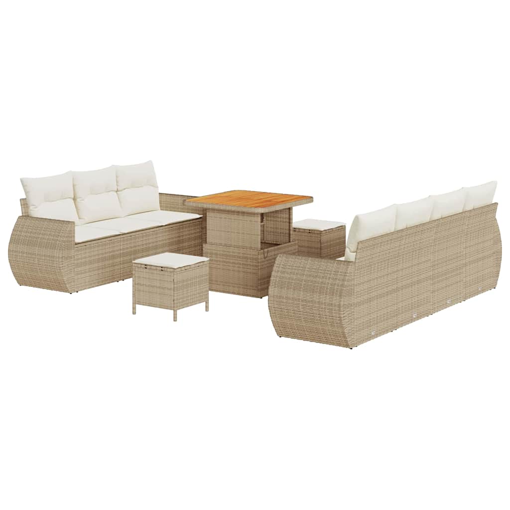 Havesofa Sæt 10 pcs beige og cremefarvet 80 x 80 x 71 cm