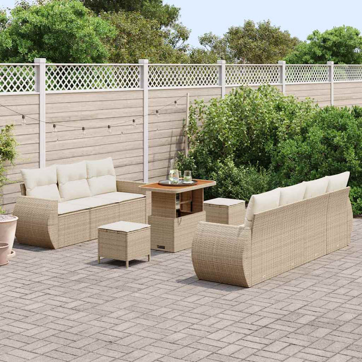 Havesofa Sæt 10 pcs beige og cremefarvet 90 x 55 x 71 cm