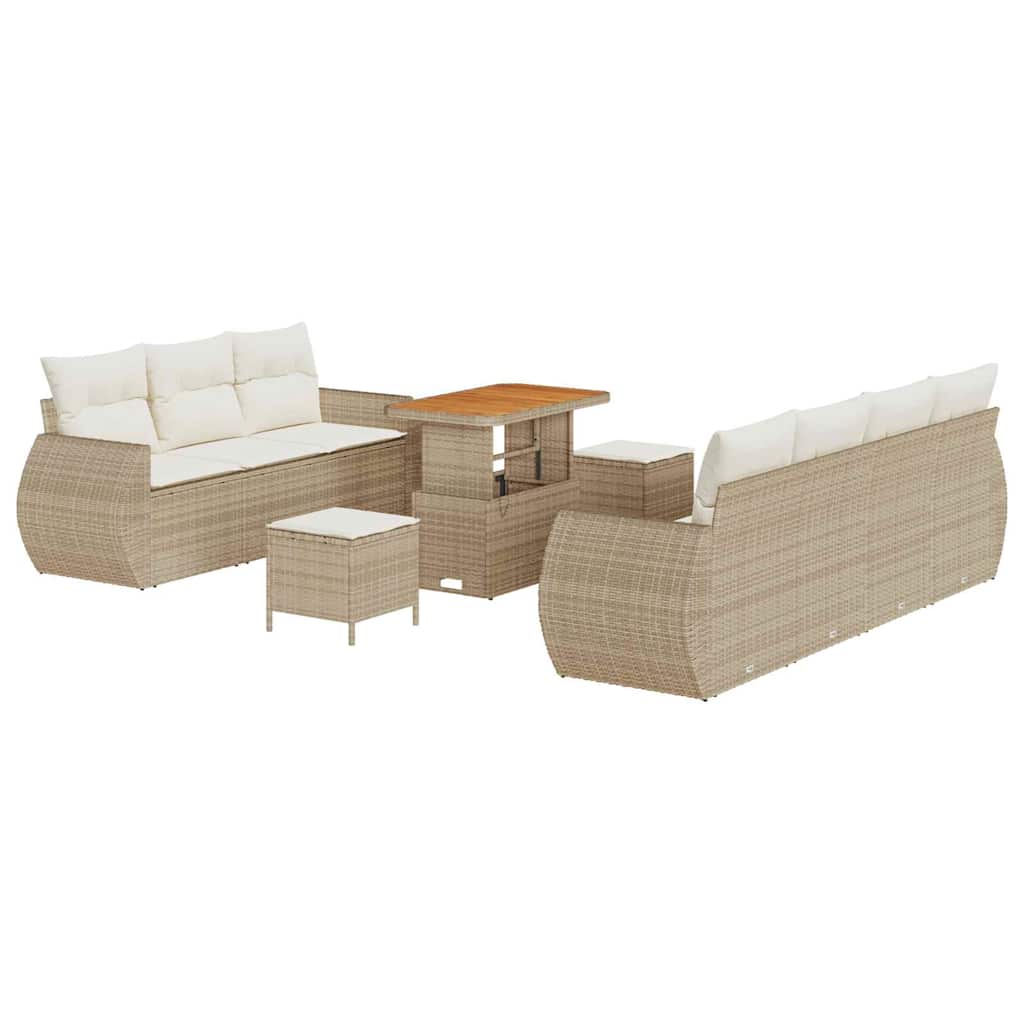 Havesofa Sæt 10 pcs beige og cremefarvet 90 x 55 x 71 cm