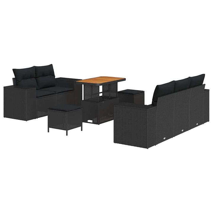 Havesofa Sæt med pude med opbevaring 8 pcs Sort 90 x 55 x 71 cm