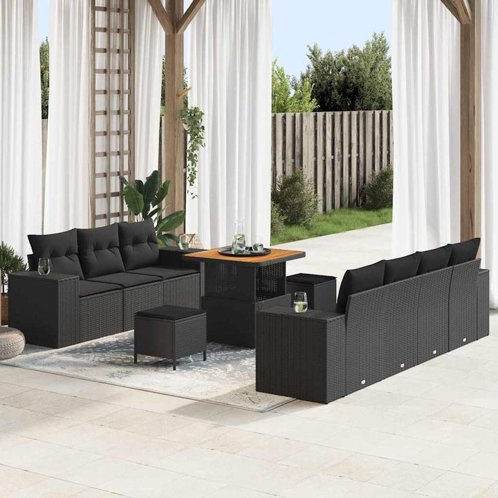 Havesofa Sæt med pude med pude 10 pcs Sort 80 x 80 x 71 cm