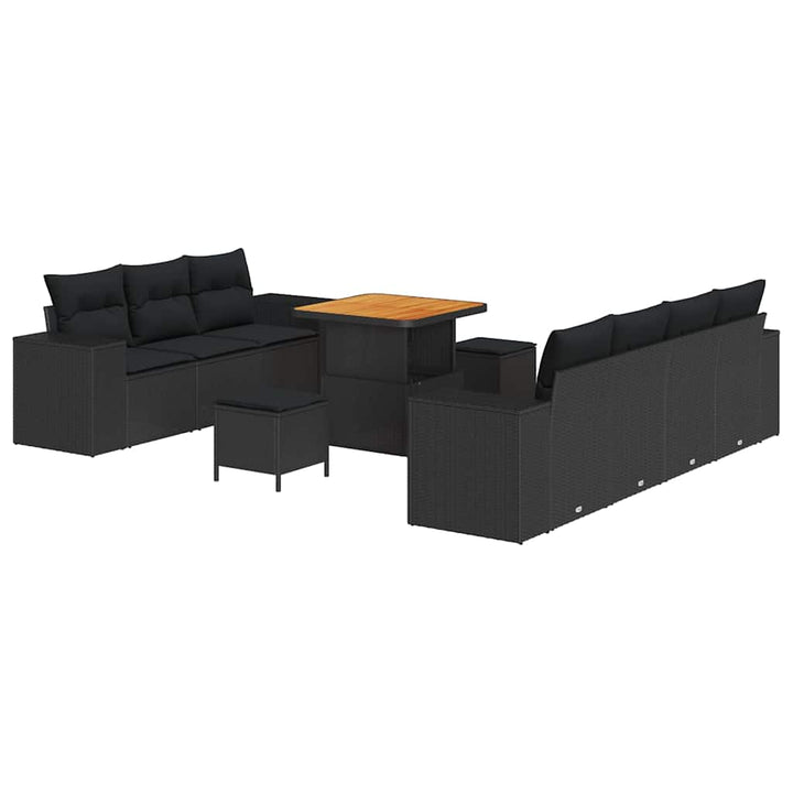 Havesofa Sæt med pude med pude 10 pcs Sort 80 x 80 x 71 cm