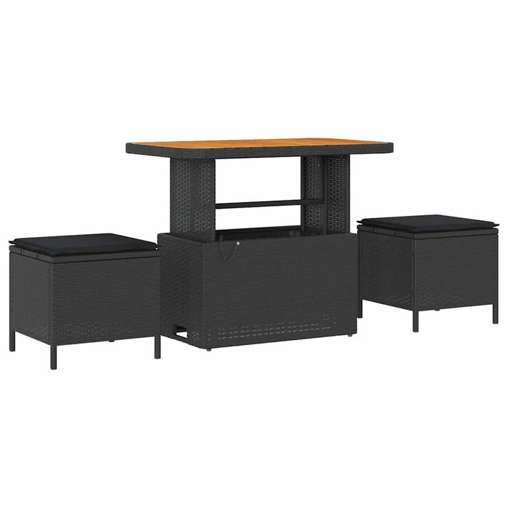 Havesofa Sæt med pude med pude 12 pcs Sort 90 x 55 x 71 cm
