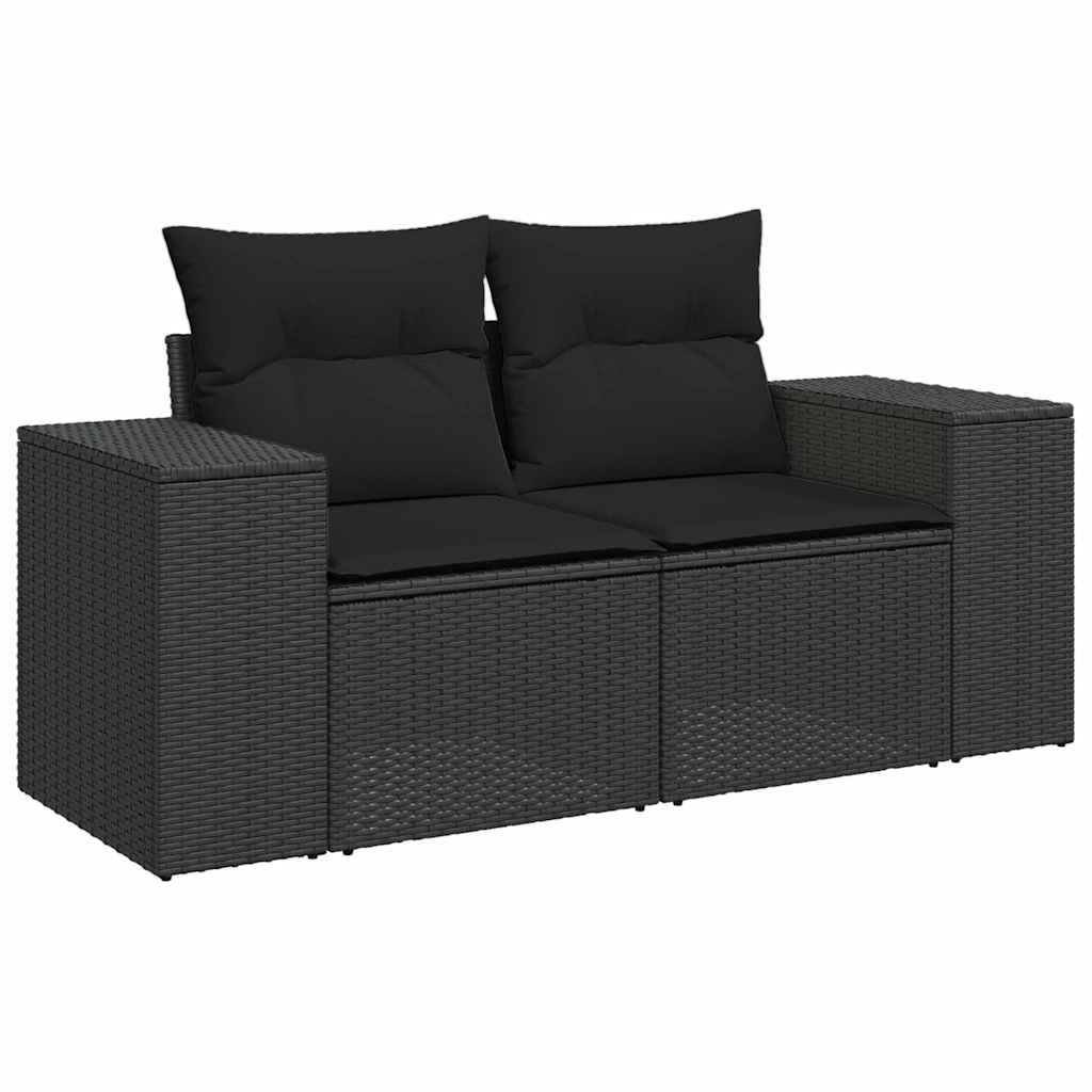 Havesofa Sæt med pude med pude 12 pcs Sort 90 x 55 x 71 cm