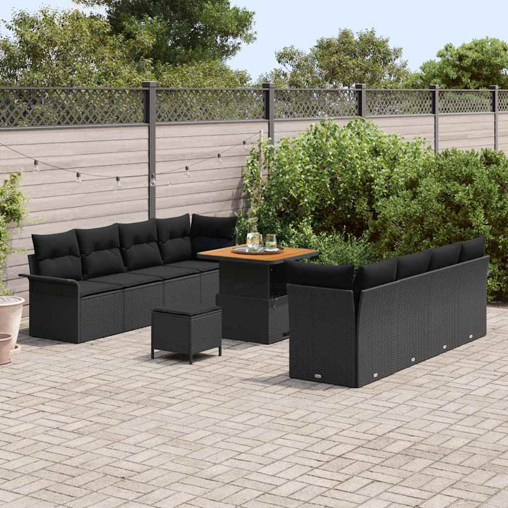 Havesofa Sæt med pude med pude 11 pcs Sort 80 x 80 x 71 cm
