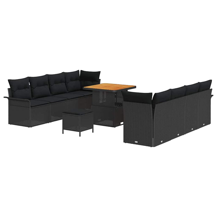 Havesofa Sæt med pude med pude 11 pcs Sort 80 x 80 x 71 cm