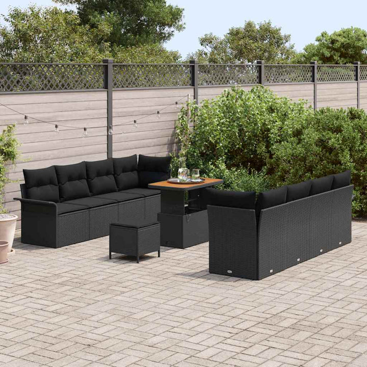 Havesofa Sæt med pude med pude 11 pcs Sort 90 x 55 x 71 cm