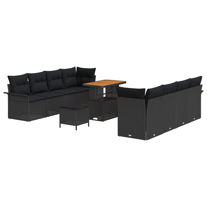 Havesofa Sæt med pude med pude 11 pcs Sort 90 x 55 x 71 cm