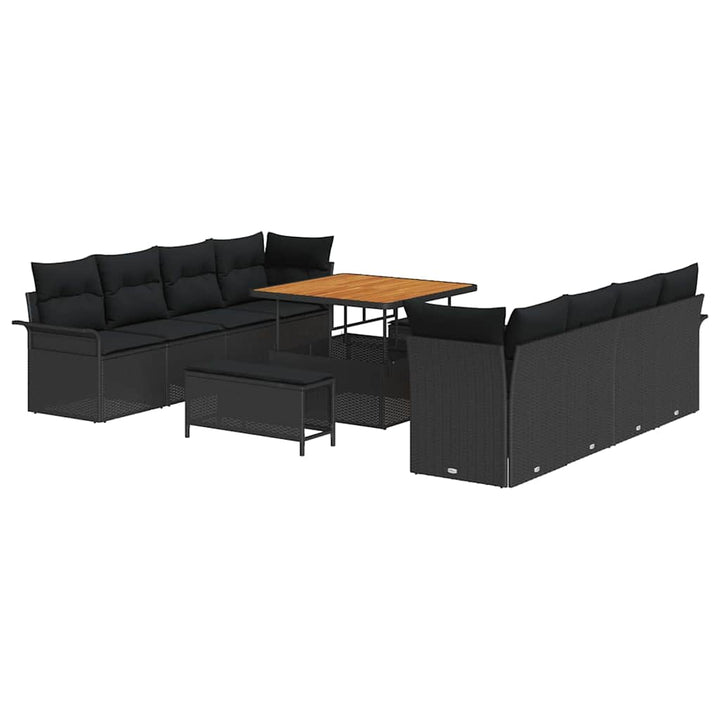 Havesofa Sæt med pude med pude 11 pcs Sort 100 x 100 x 71 cm