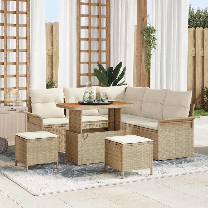 Havesofa Sæt med pude med opbevaring 8 pcs Beige og creme
