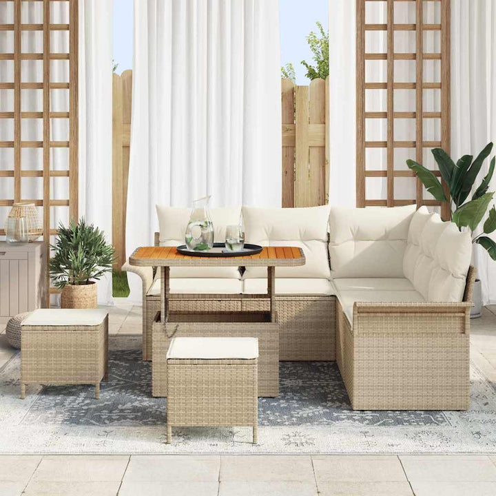 Havesofa Sæt med pude med opbevaring 8 pcs Beige og creme