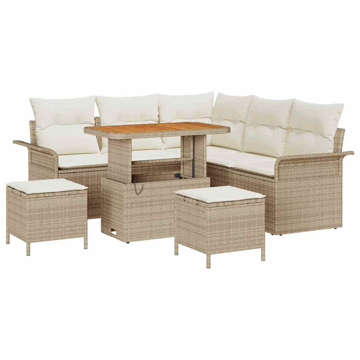 Havesofa Sæt med pude med opbevaring 8 pcs Beige og creme
