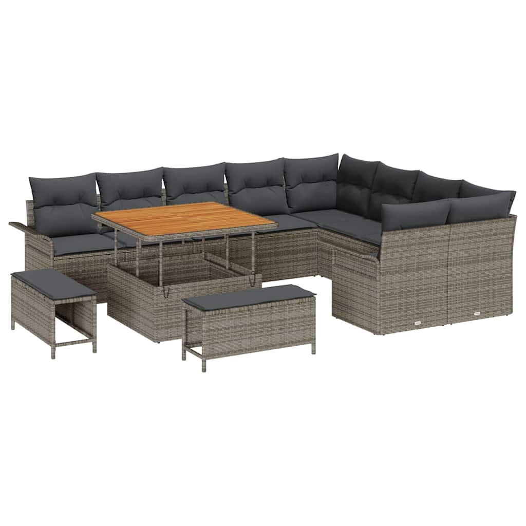 Havesofa Sæt med pude med pude 12 pcs Grå 100 x 100 x 71 cm