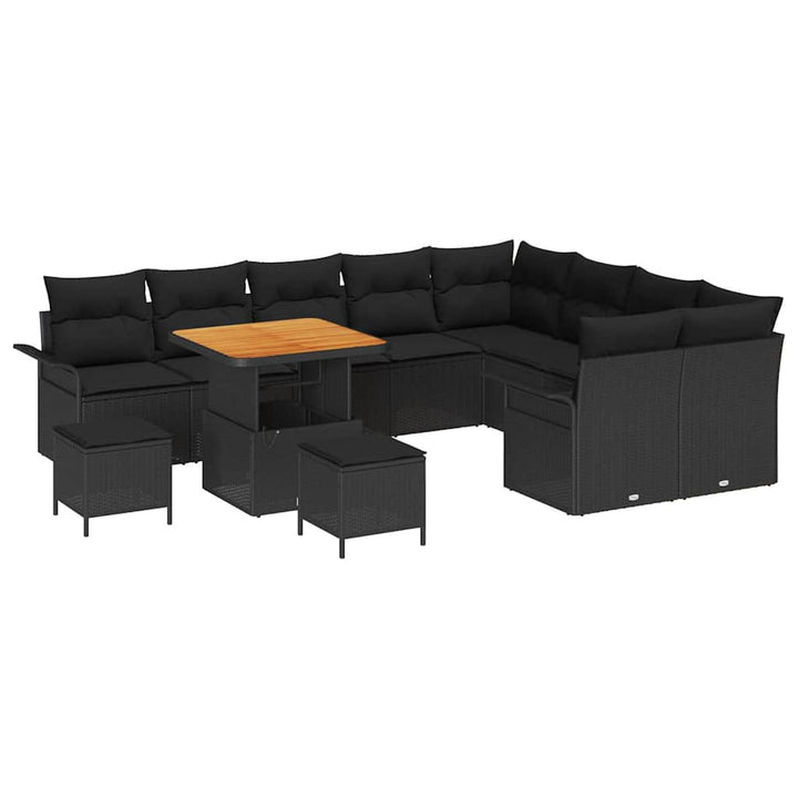 Havesofa Sæt med pude med pude 12 pcs Sort 80 x 80 x 71 cm