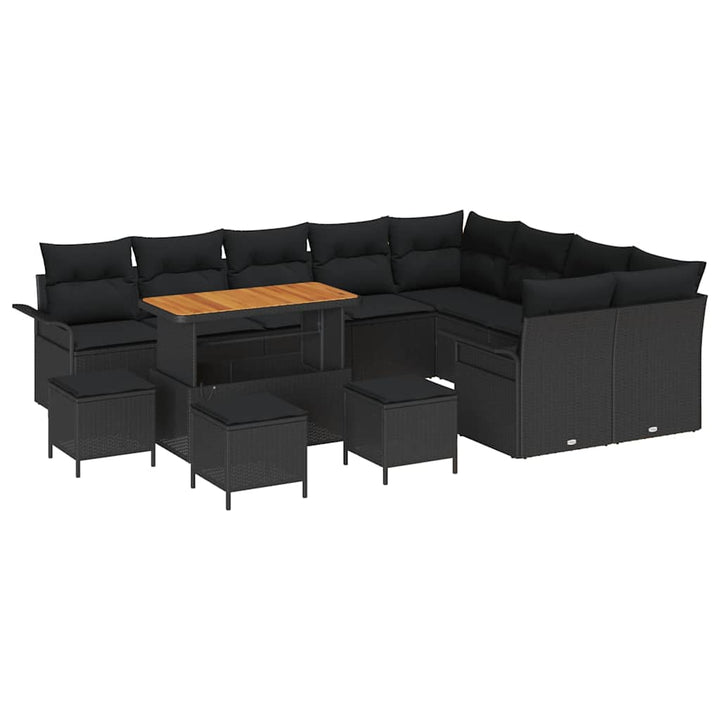 Havesofa Sæt med pude med pude 13 pcs Sort 110 x 55 x 71 cm