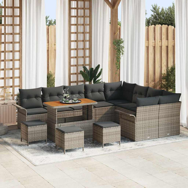 Havesofa Sæt med pude med pude 13 pcs Grå 110 x 55 x 71 cm
