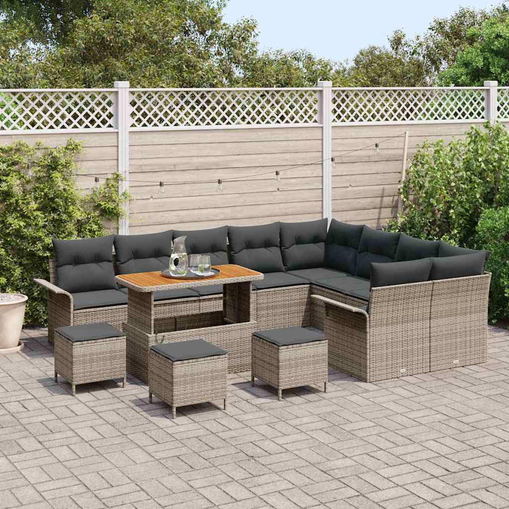Havesofa Sæt med pude med pude 13 pcs Grå 110 x 55 x 71 cm