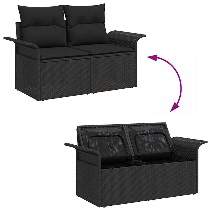 Havesofa Sæt med pude med pude 13 pcs Sort 100 x 100 x 71 cm