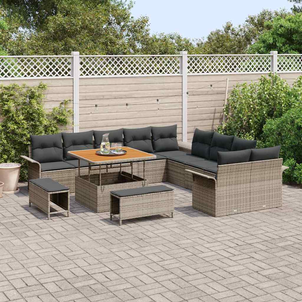 Havesofa Sæt med pude med pude 13 pcs Grå 100 x 100 x 71 cm