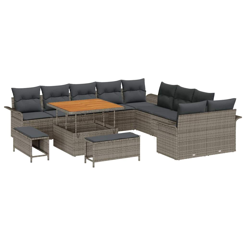 Havesofa Sæt med pude med pude 13 pcs Grå 100 x 100 x 71 cm