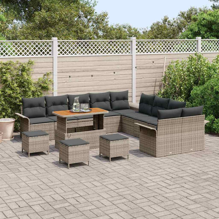 Havesofa Sæt med pude med pude 14 pcs Grå 110 x 55 x 71 cm