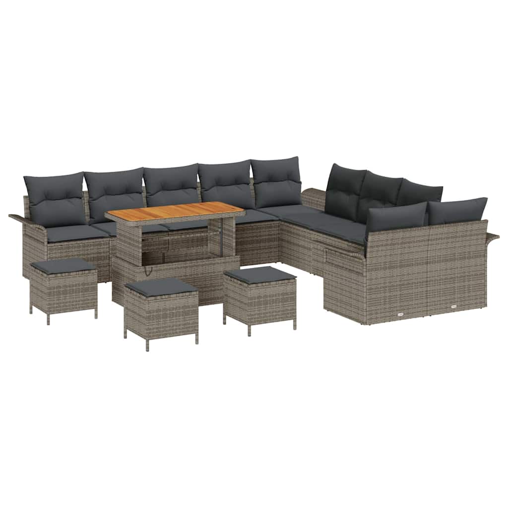 Havesofa Sæt med pude med pude 14 pcs Grå 110 x 55 x 71 cm