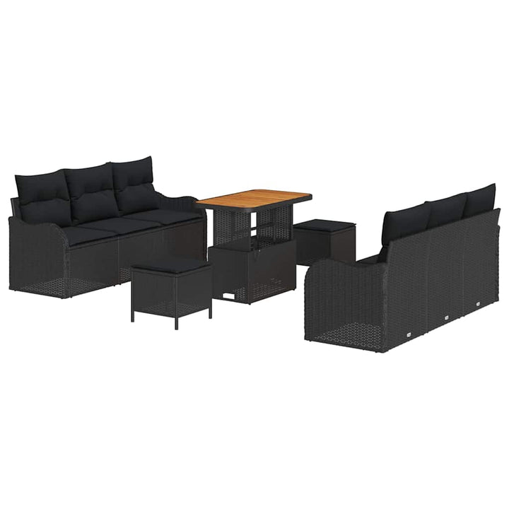 Havesofa Sæt med pude med opbevaring 9 pcs Sort 90 x 55 x 71 cm