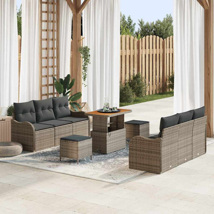 Havesofa Sæt med pude med opbevaring 9 pcs Grå 90 x 55 x 71 cm