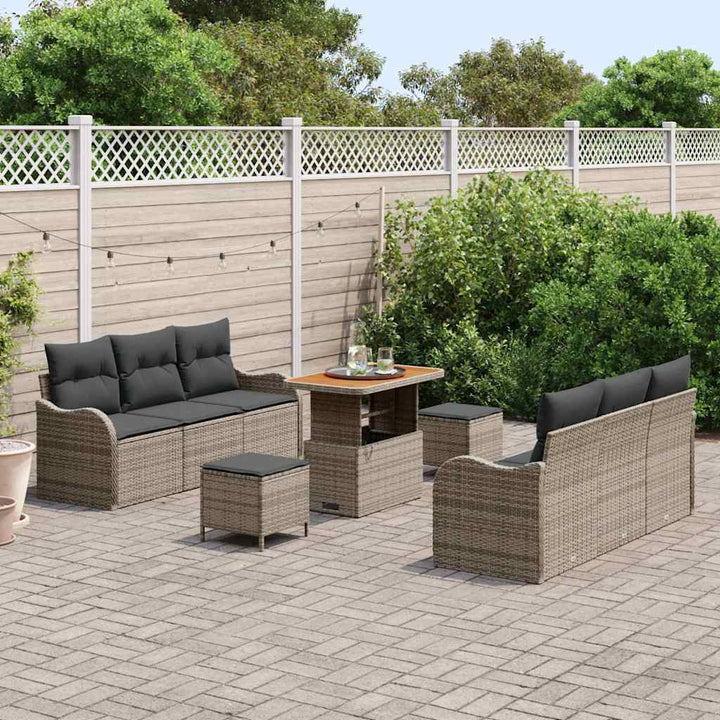 Havesofa Sæt med pude med opbevaring 9 pcs Grå 90 x 55 x 71 cm
